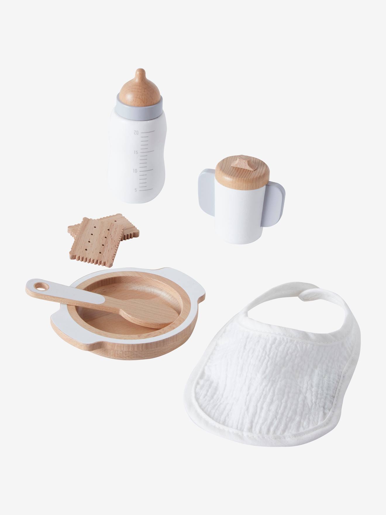 Set of Wooden Mealtime Accessories for Dolls - FSC(r) Certified wood/white