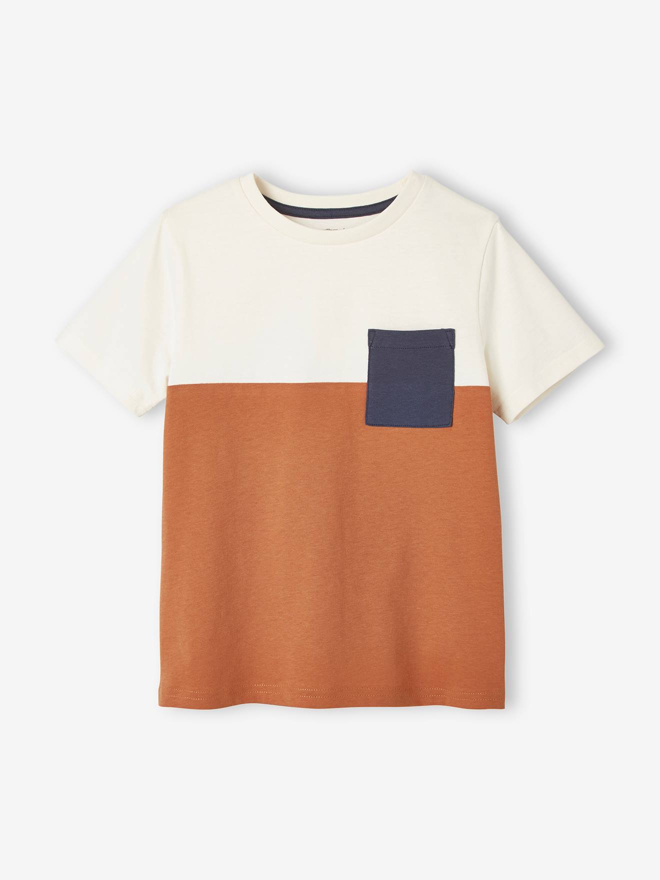 Colourblock T-Shirt for Boys orange medium solid with desig