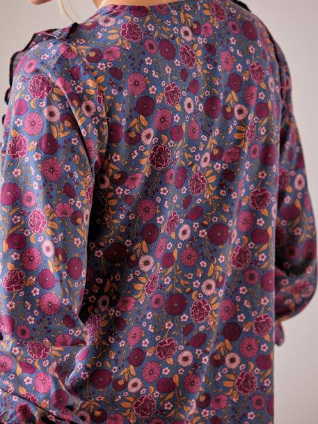 Printed Blouse with Buttons, Maternity & Nursing Special BLUE DARK SOLID 