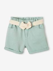 Paperbag Shorts in Cotton Gauze, with Belt, for Girls