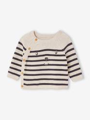 Baby-Jumpers, Cardigans & Sweaters-Jumpers-Striped Jumper in Cotton for Babies