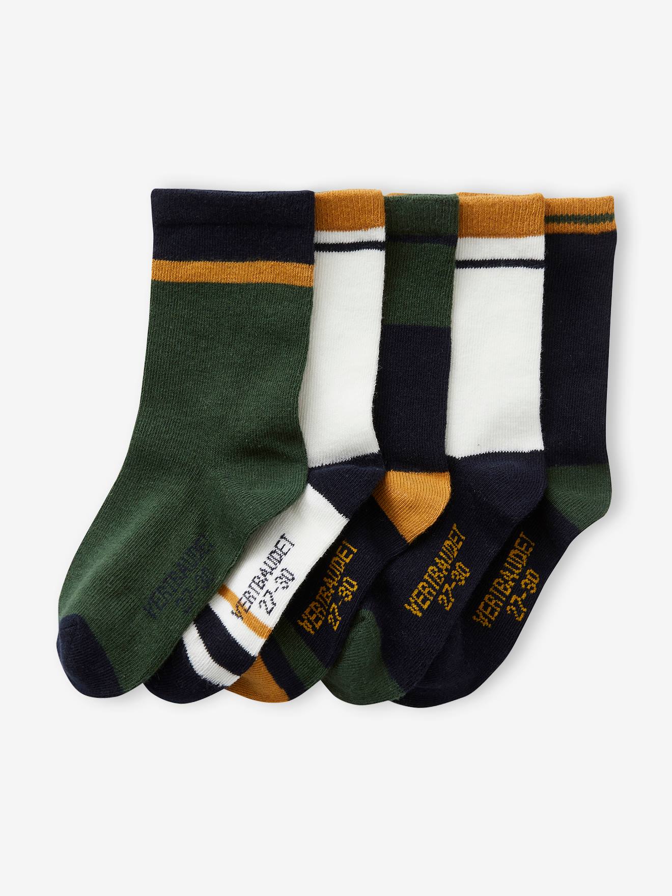 Pack of 5 Pairs of Colourblock Socks for Boys green