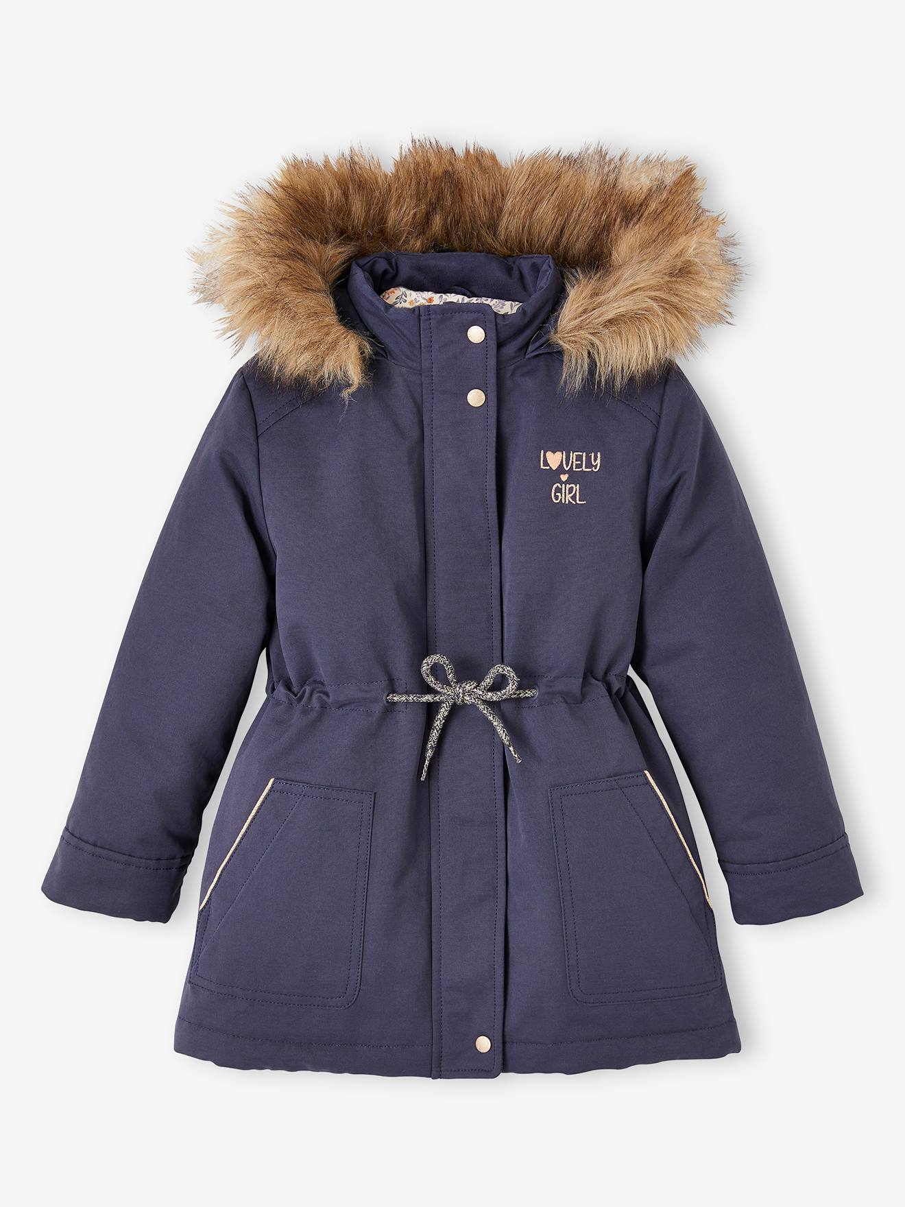 3-in-1 Parka with Hood for Girls navy blue
