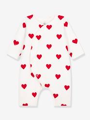 Baby-Red Hearts Jumpsuit in Rib Knit for Babies, PETIT BATEAU