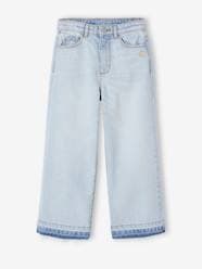 -Wide-Leg Jeans, Frayed Hems, for Girls