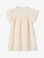 Girls-Cotton Gauze Dress with Floral Print, for Girls