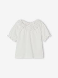 Baby-T-Shirt with Broderie Anglaise Collar for Babies