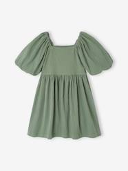 Occasion Wear Dress in Relief Fabric with Smocking for Girls
