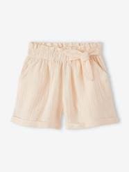 Paperbag Shorts in Cotton Gauze for Girls