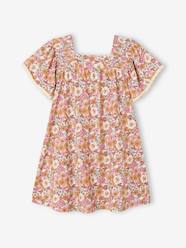 Girls-Floral Dress with Butterfly Sleeves for Girls