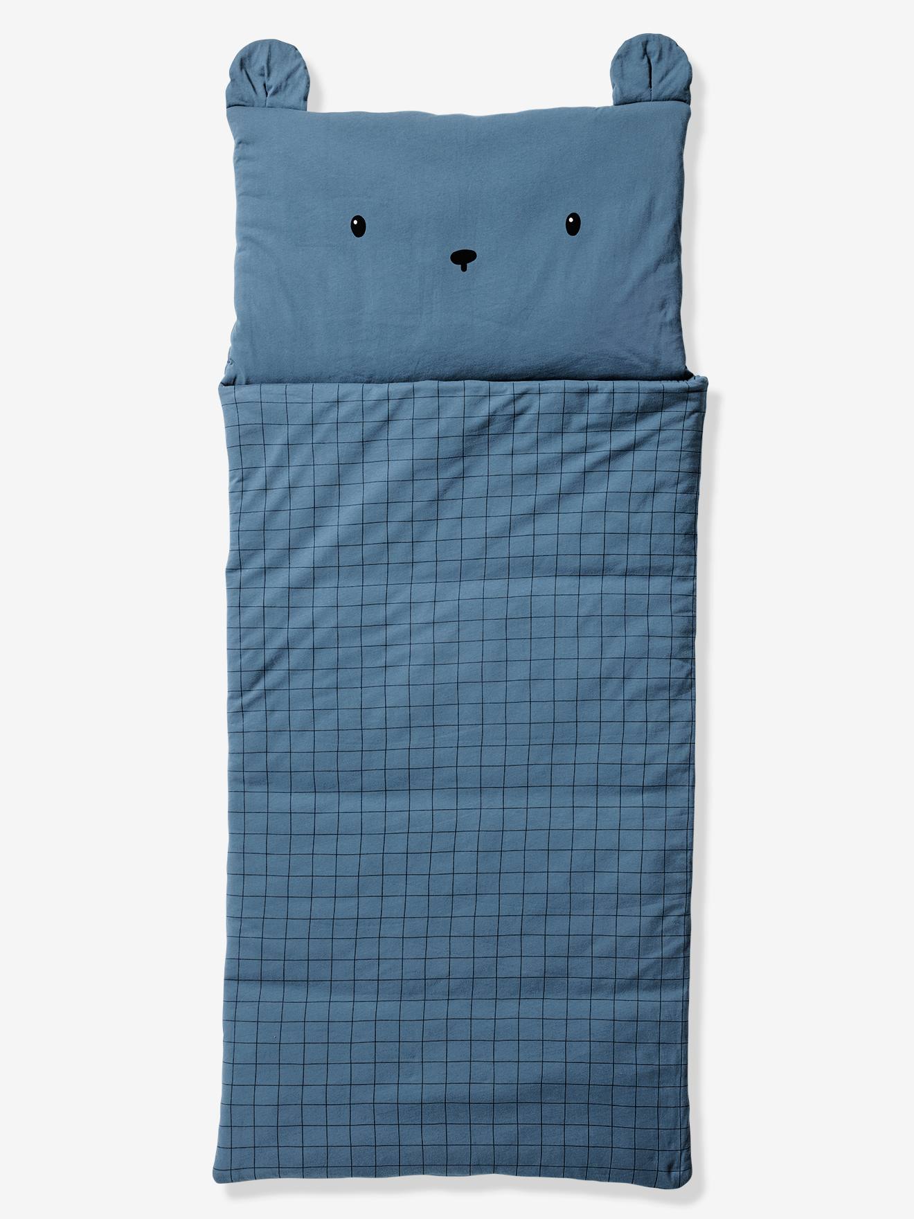 Bear Sleeping Bag, with Recycled Cotton blue, Bedding Decor