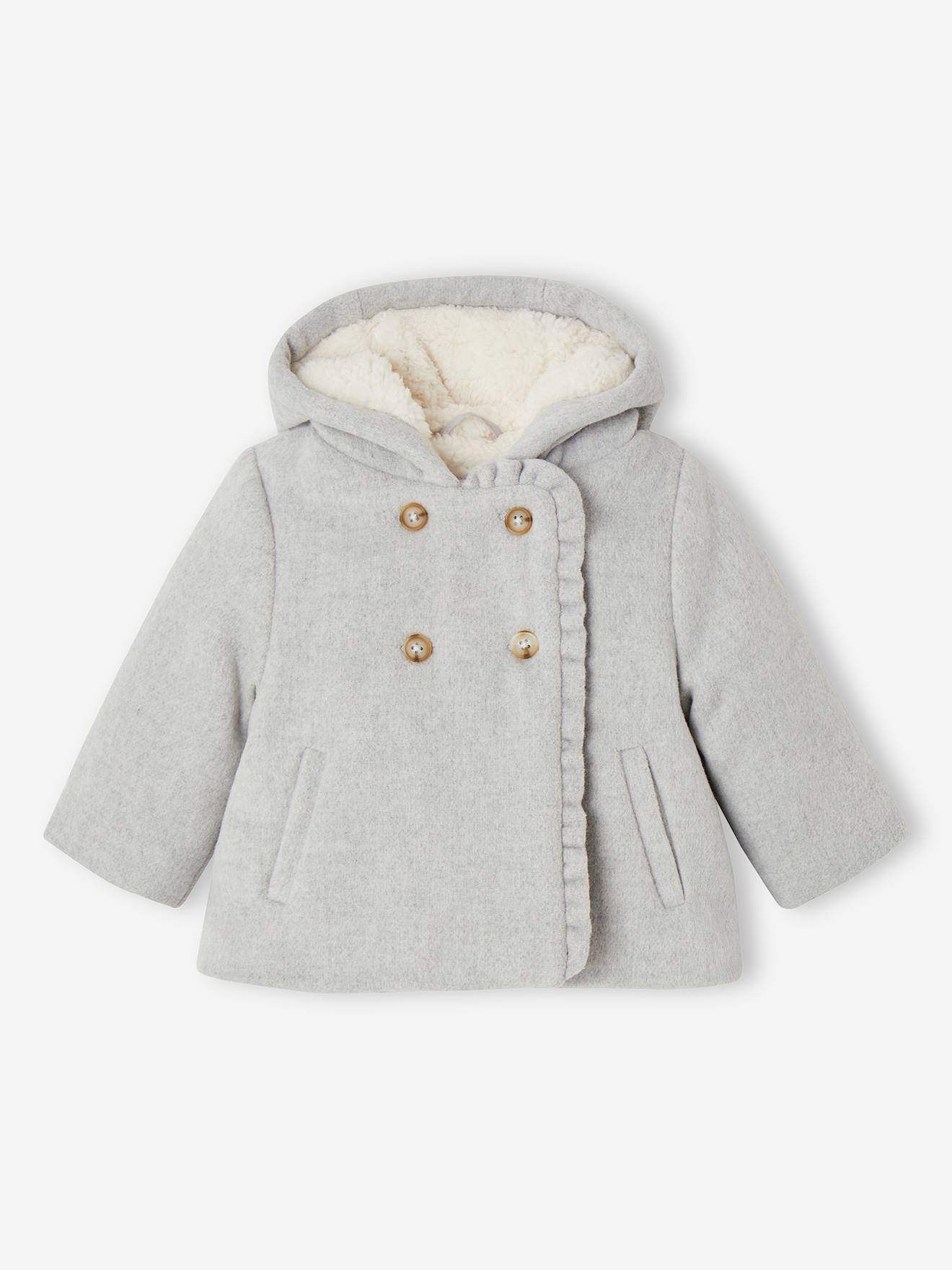 Coat in Woollen Cloth for Babies marl grey