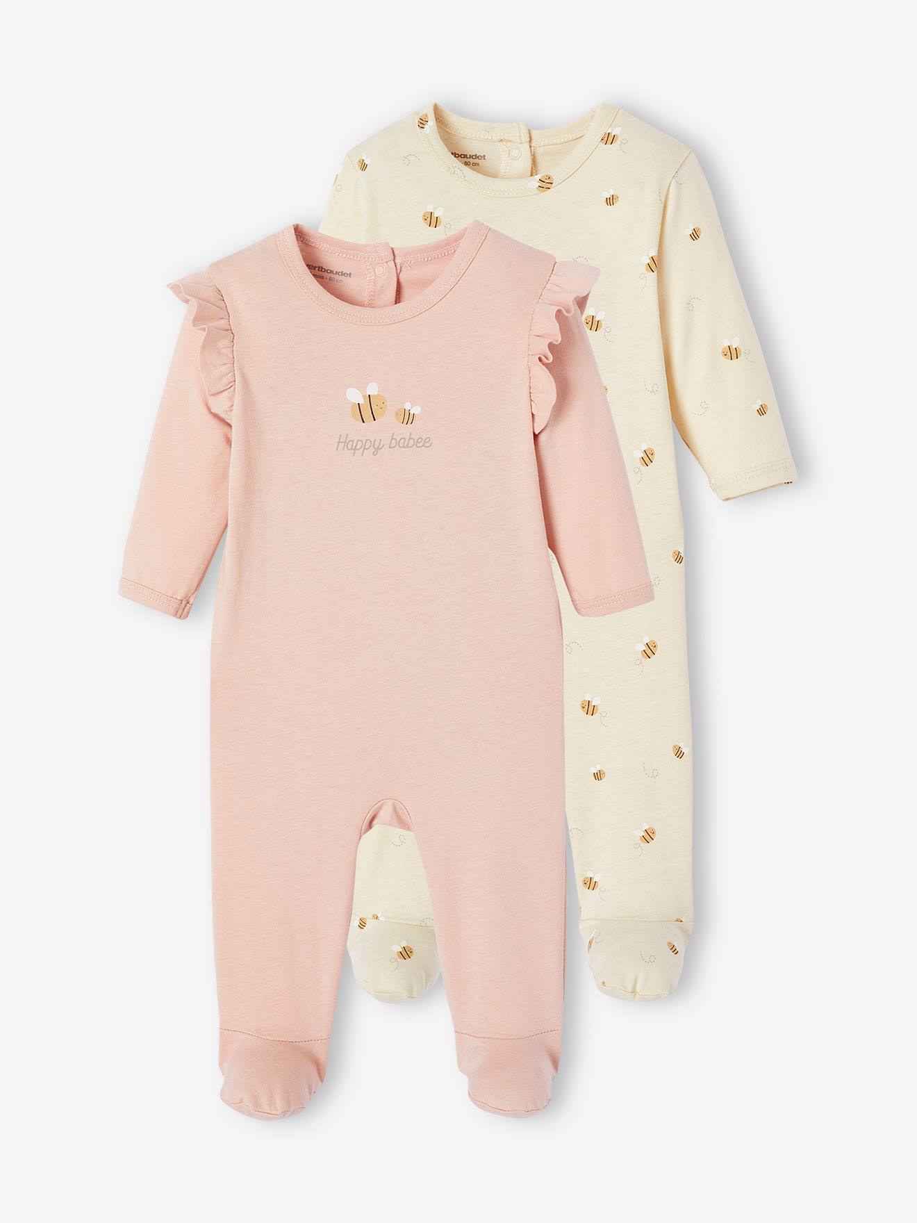 Pack of bee sleepsuits rose - Main Image