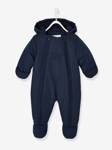 Pramsuit With Double Opening For Babies Dark Blue Baby Vertbaudet