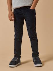 Velour Slim Fit Trousers for Boys, CYRILLUS