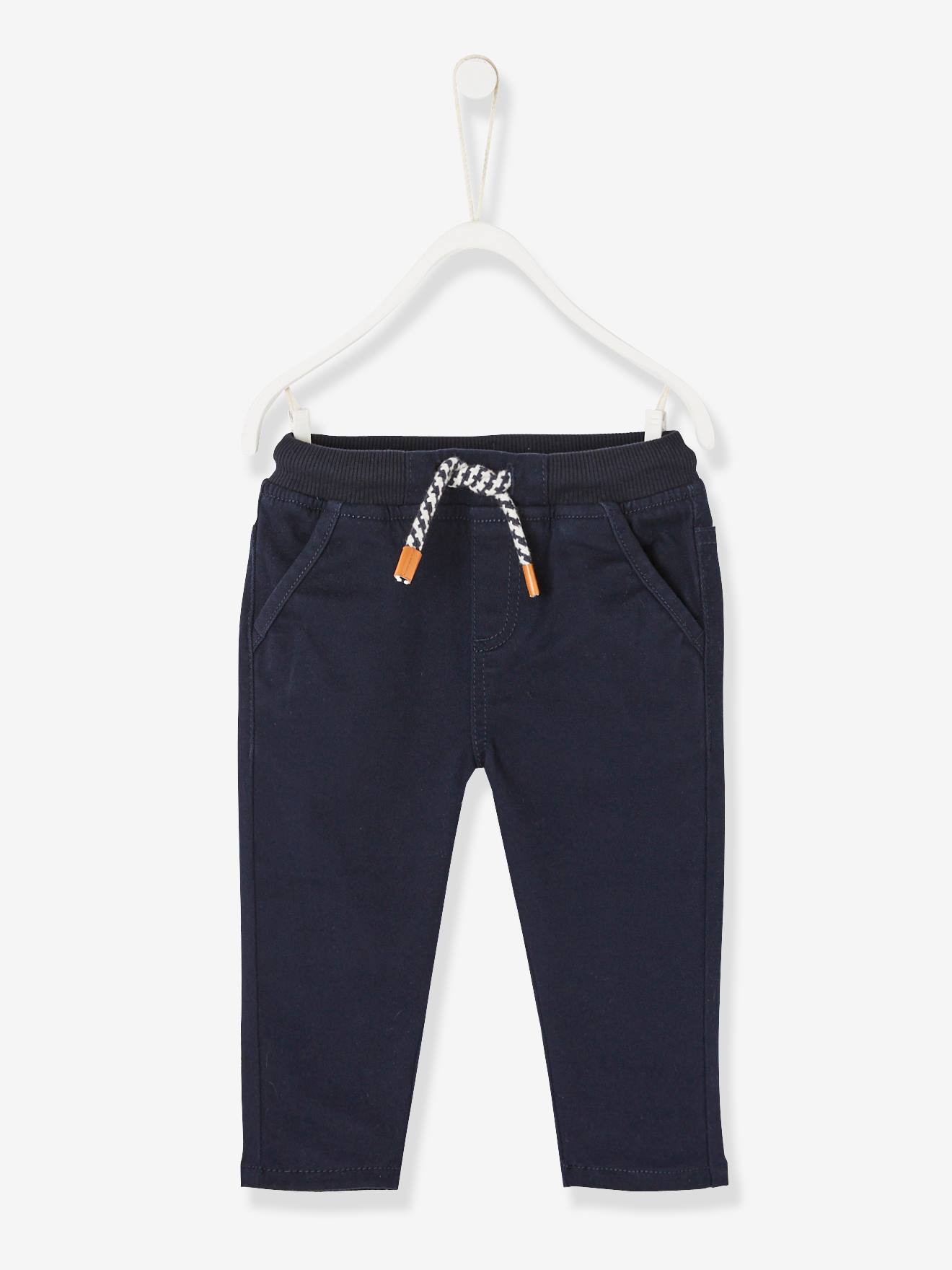 Lined Twill Trousers for Baby Boys dark blue