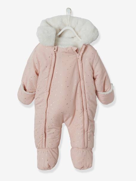 Pramsuit With Full Length Double Opening For Babies Pink Print Baby Vertbaudet