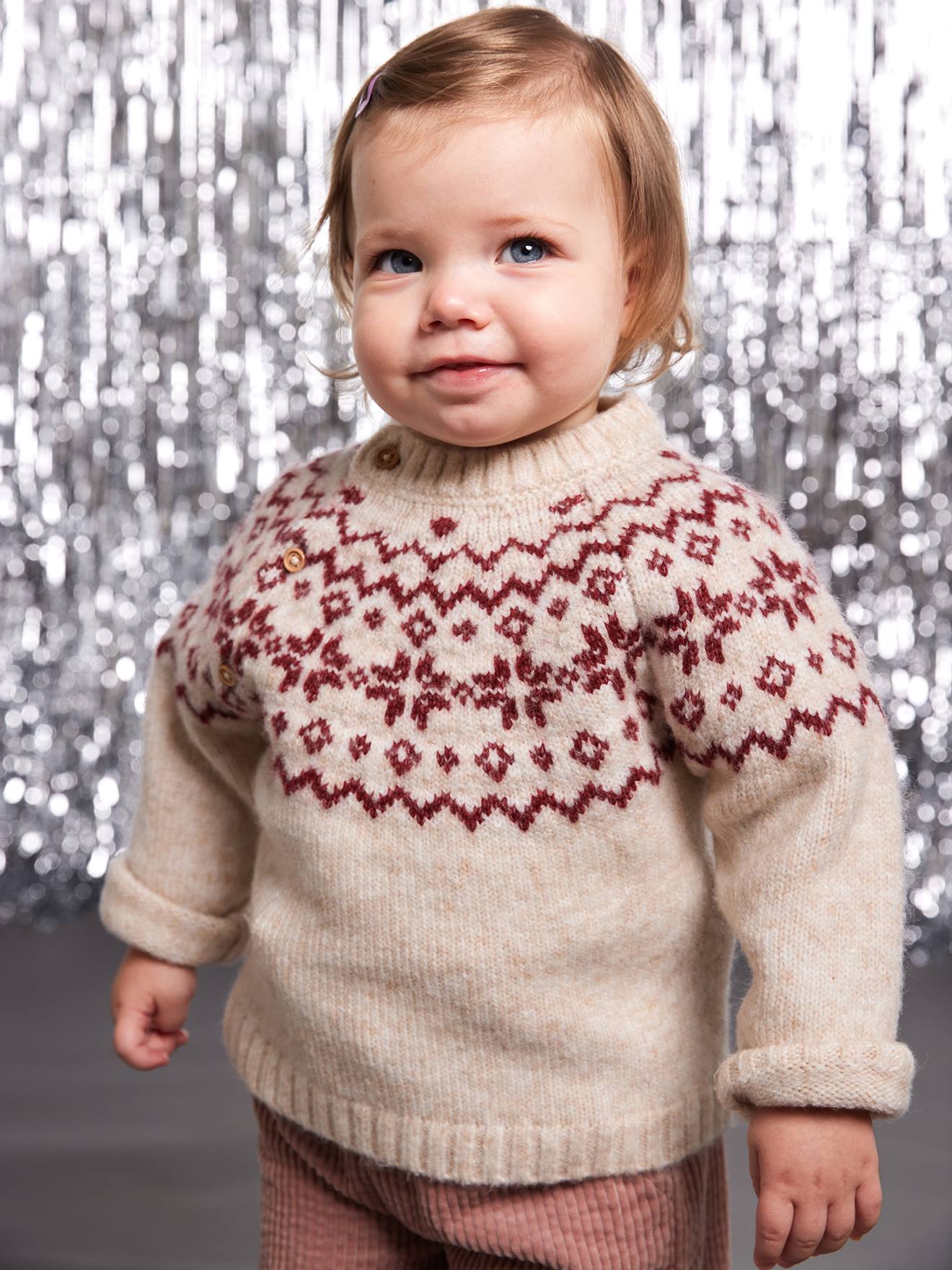 Baby Christmas jacquard jumper family capsule ecru