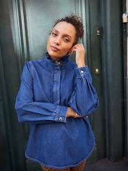 Smock-Style Denim Blouse for Women, Family Capsule Collection