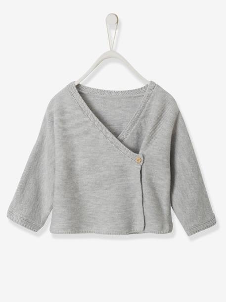 Cotton Wool Cardigan For Babies Light Grey Baby Vertbaudet
