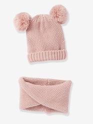 Girls-Accessories-Beanie with Pompoms & Crossover Snood Set for Girls