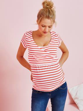 Nursing Crossover T-Shirt stripes