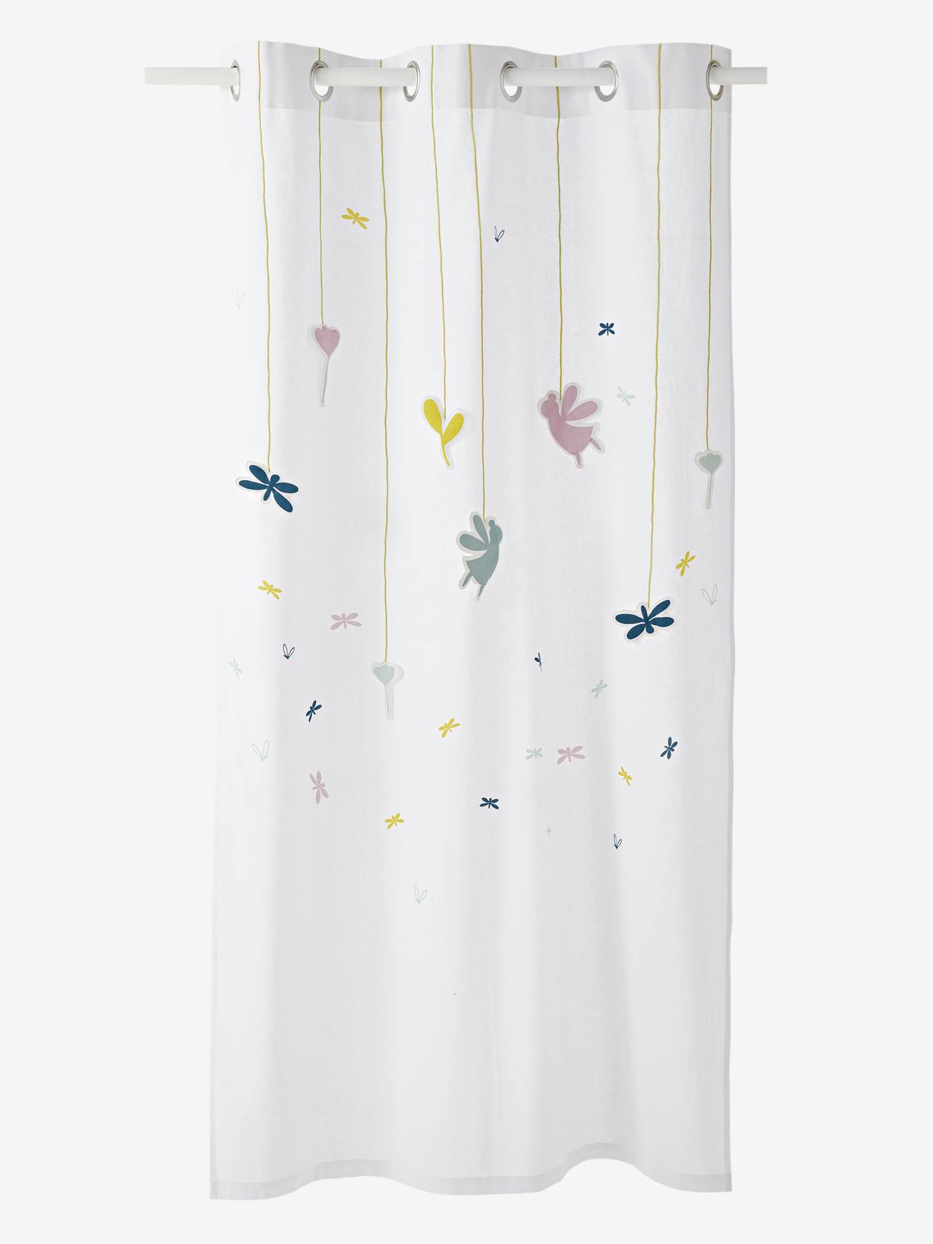 Sheer Curtain Botanique White Light Solid With Design Bedding