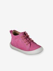 -Soft leather lace-up ankle boots for baby's first steps