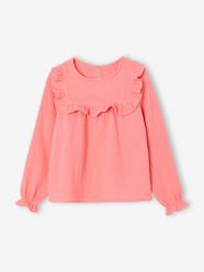 - Ruffled Blouse in Cotton Gauze, for Girls