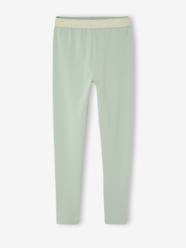 Girls-Leggings-Leggings with Iridescent Waistband for Girls