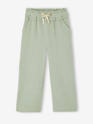 Girls-Wide-leg cotton muslin trousers