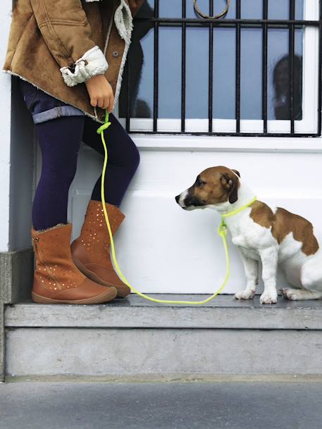 Girls' Leather Boots Black+Tan 