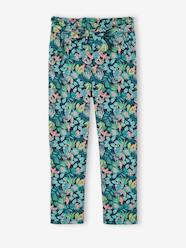 -Fluid Cropped Trousers with Floral Print, for Girls