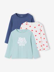 Girls-Pack of 3 long-sleeved girls' fancy t-shirts 