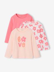 Pack of 3 long-sleeved girls' fancy t-shirts