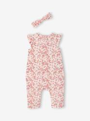 -Jumpsuit + Headband Set, for Baby Girls