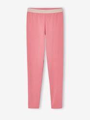 Girls-Leggings-Leggings with Iridescent Waistband for Girls