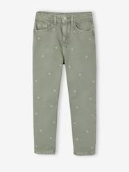 -Embroidered girl's mom fit trouser