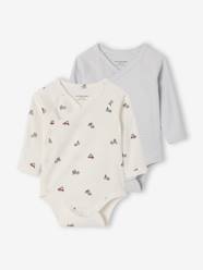 Pack of 2 Long-Sleeved Organic Cotton Bodysuits for Babies