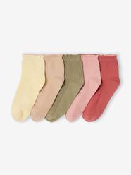 -Pack of 5 fancy ribbed ankle socks