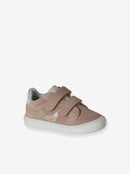 Leather baby trainers with hook and loop fasteners