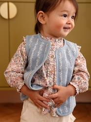 Denim flower sleeveless cardigan for babies