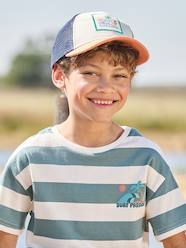 Boys-Tops-Boy's t-shirt with wide stripes and chest motif
