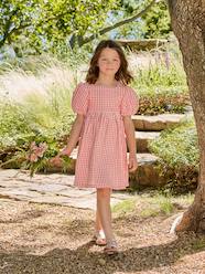 Girls-Gingham girl's dress with bows on the back