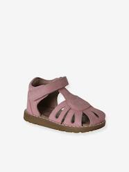 Closed Leather Sandals with Hook-&-Loop Strap for Babies