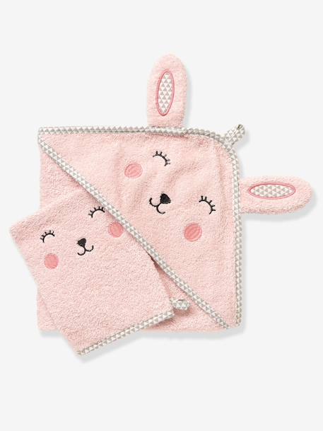 Baby Hooded Bath Cape With Embroidered Animals Pink Bedding Decor Vertbaudet