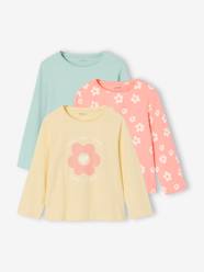 -Pack of 3 long-sleeved girls' fancy t-shirts 