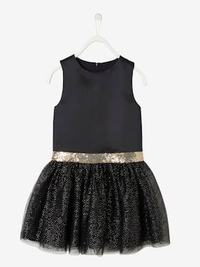 Occasion Dress in Sateen Iridescent Tulle