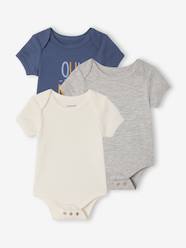 Pack of 3 short-sleeved, convertible bodysuits for boys