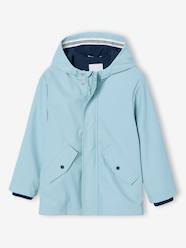 Hooded rain coat with multiple pockets